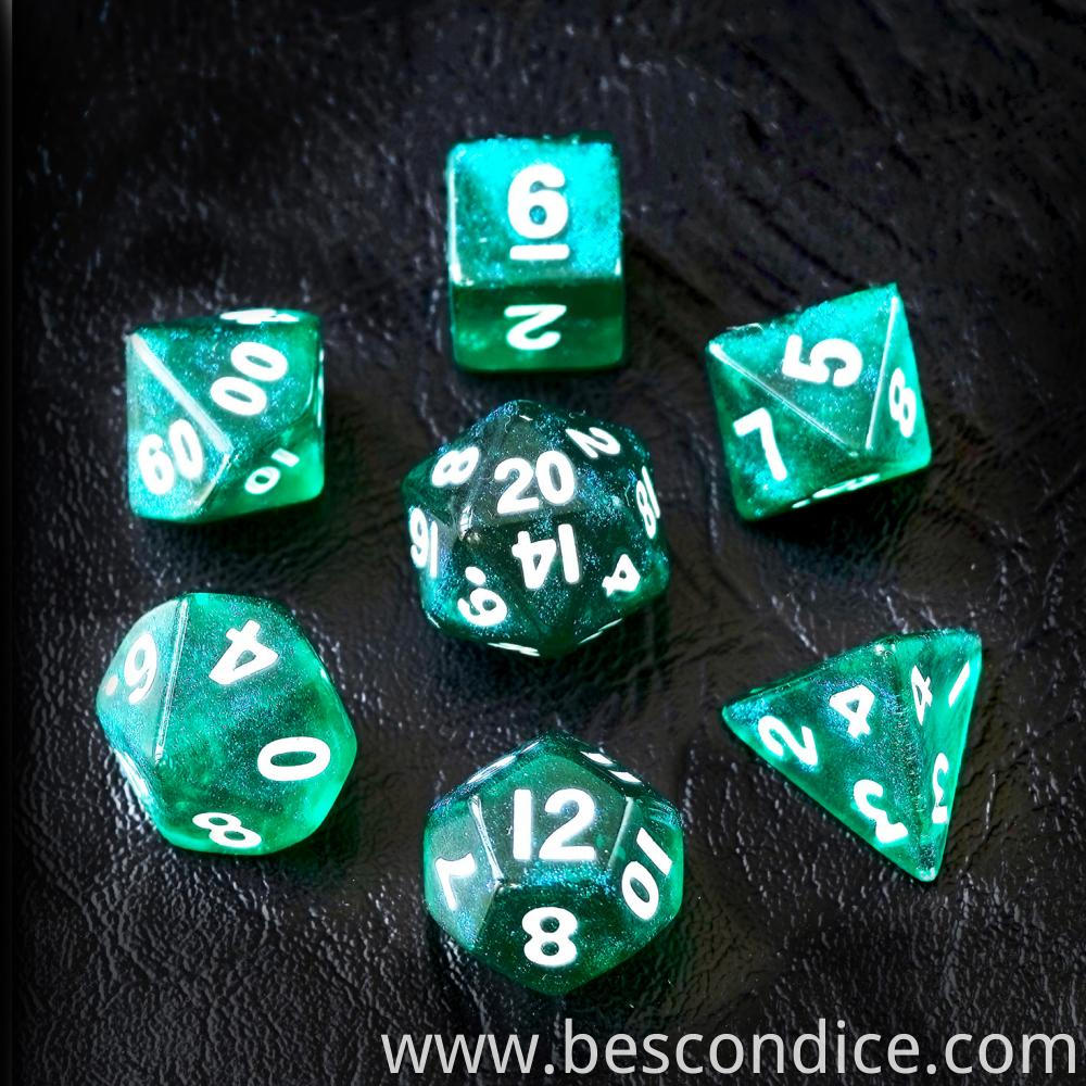 10mm Mini Polyhedral Dice Collection Green Moonstone 4